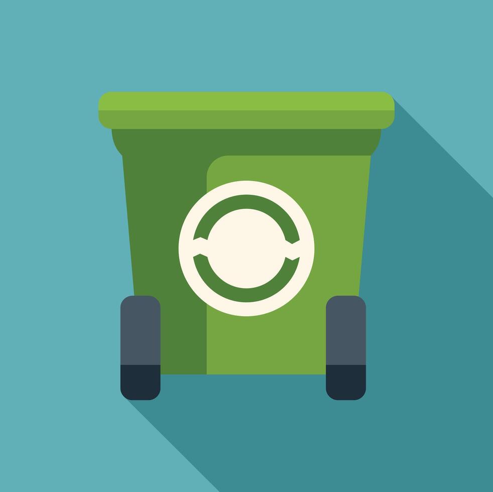 Green recycle bin with wheels showing recycling symbol for environmentally friendly waste management vector