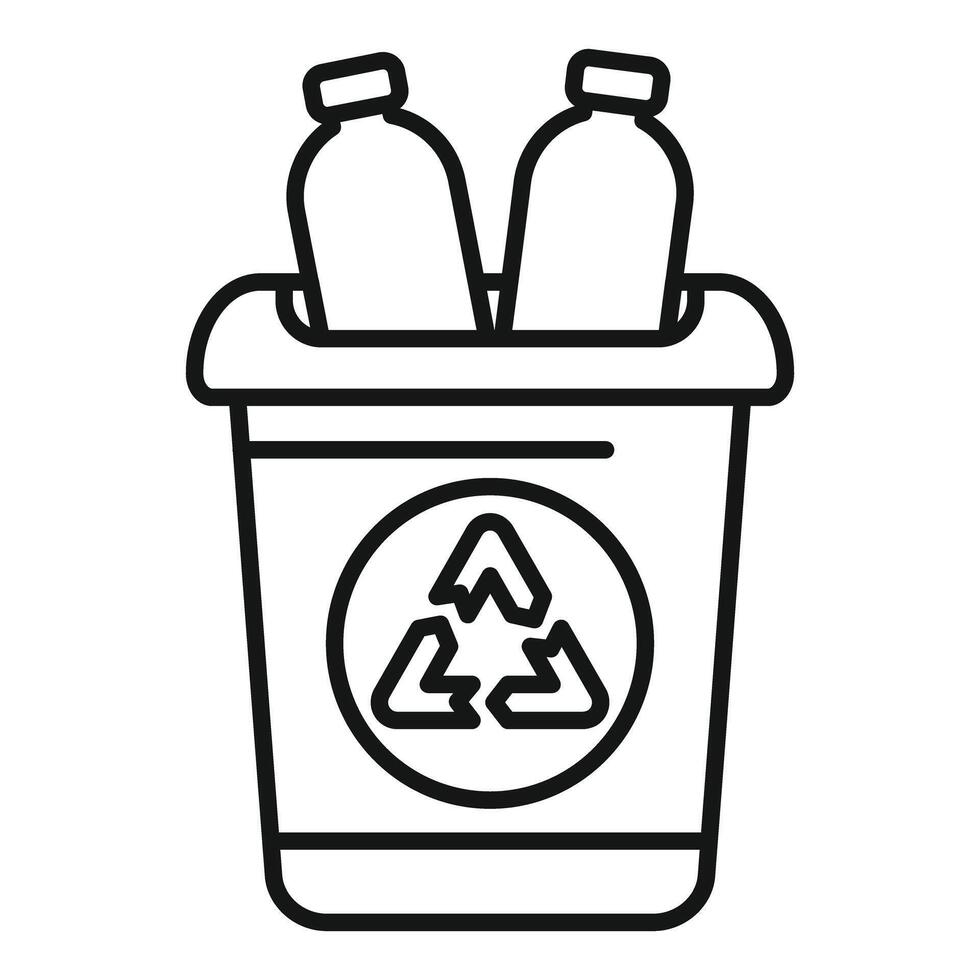 Plastic bottles being recycled in container with recycling symbol vector