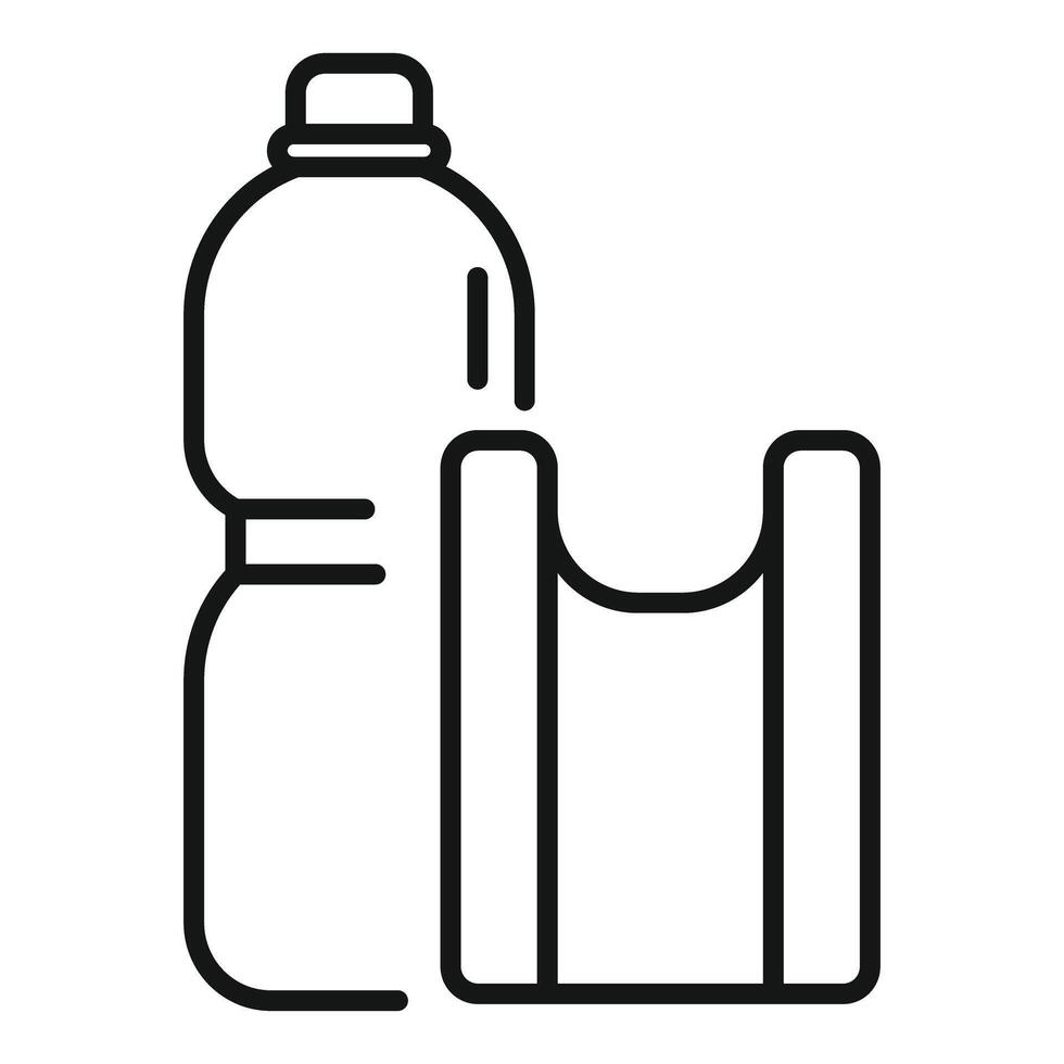 Plastic bottle falling into recycling bin icon vector