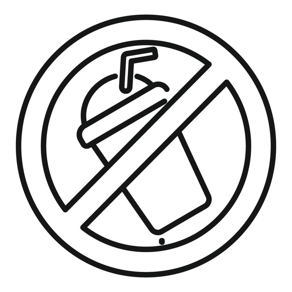 No drinks allowed sign featuring a disposable cup with straw vector