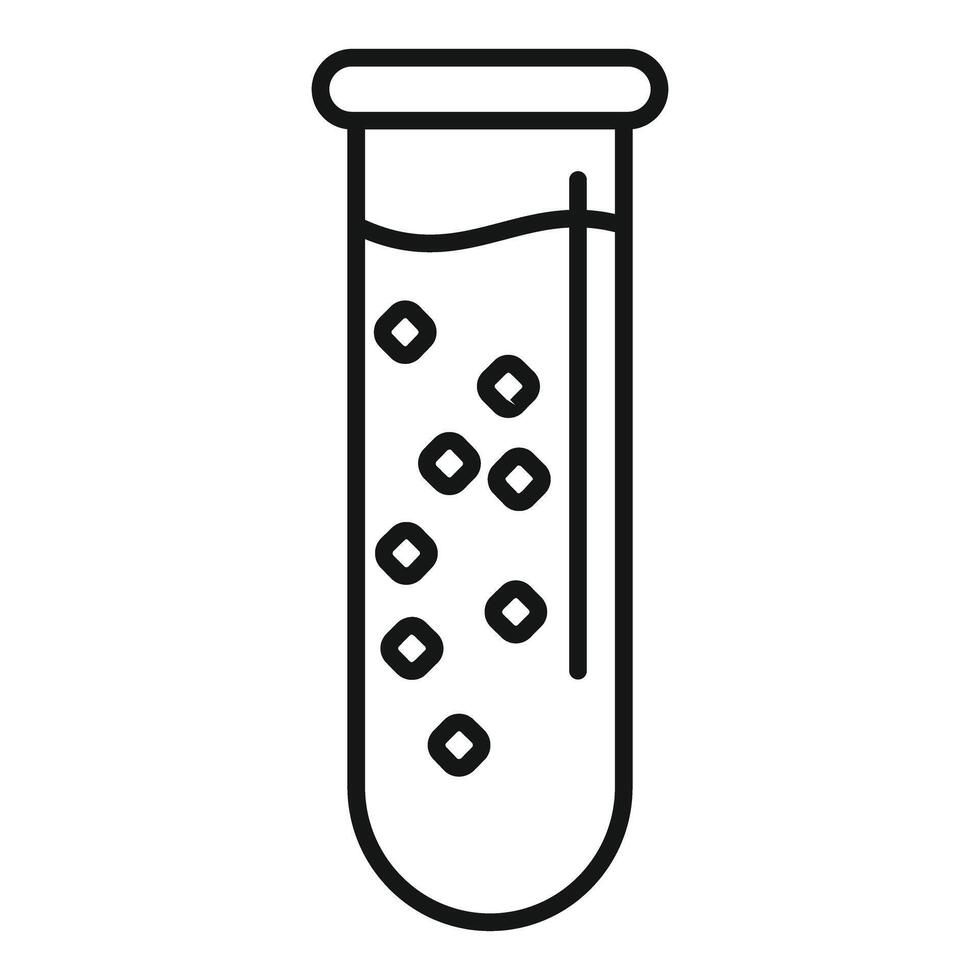 Laboratory test tube containing liquid and molecules vector