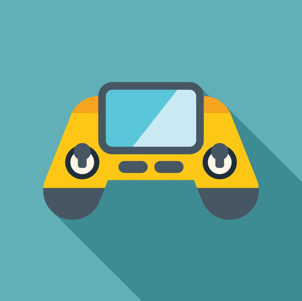 Yellow remote control with screen for drone flying simulator vector