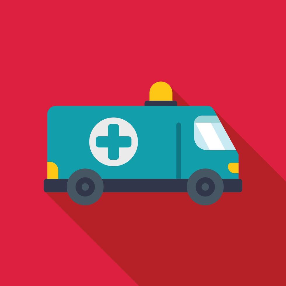 Ambulance car flashing emergency light transporting patient hospital icon vector