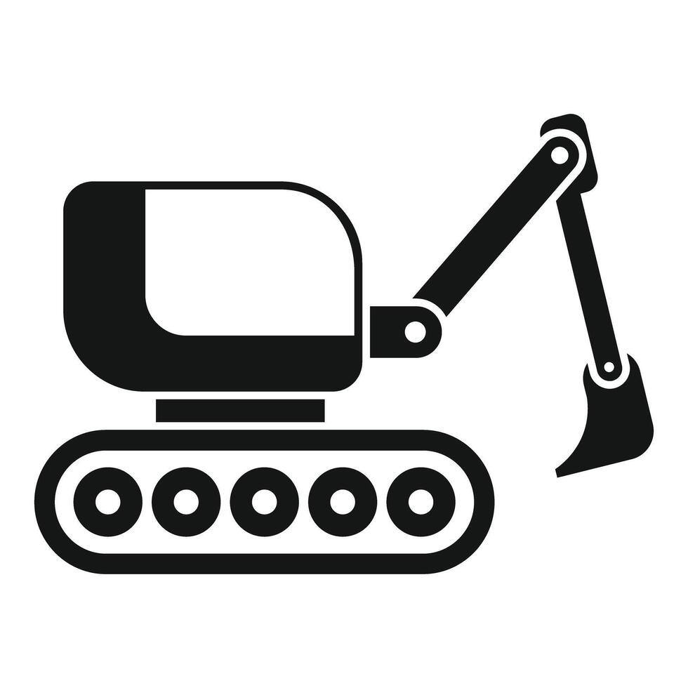 Small excavator digging with extended arm icon vector