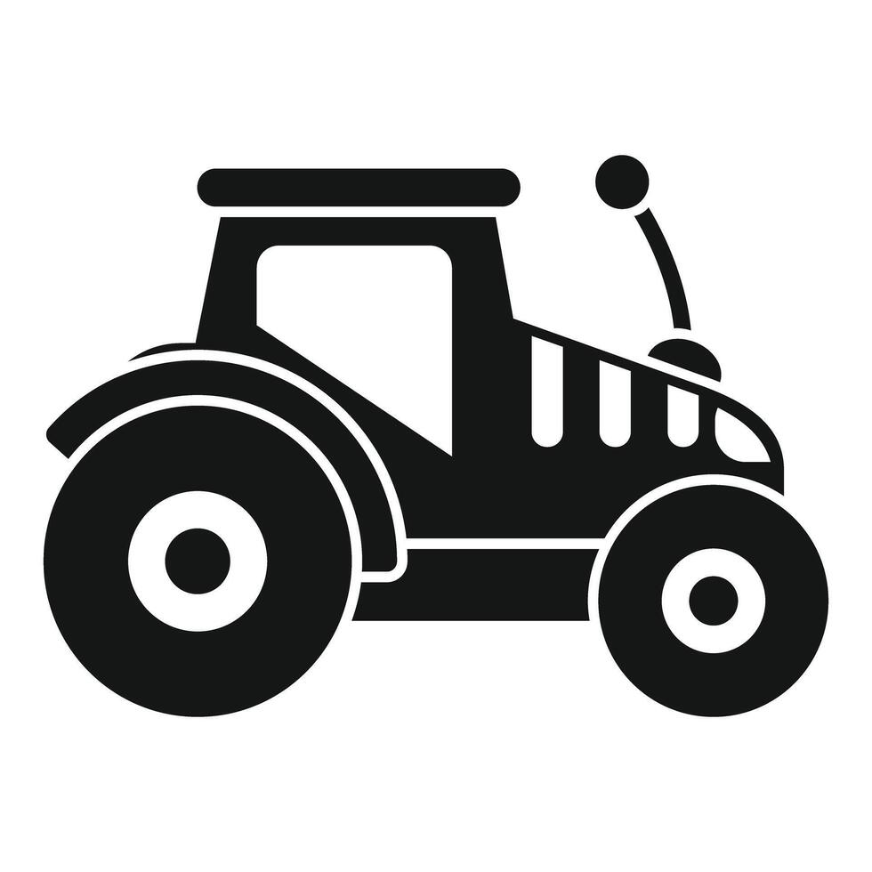Black silhouette of a farm tractor working on the field vector