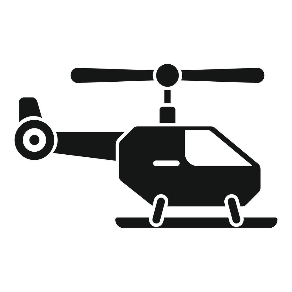 Modern helicopter standing on landing platform silhouette icon vector