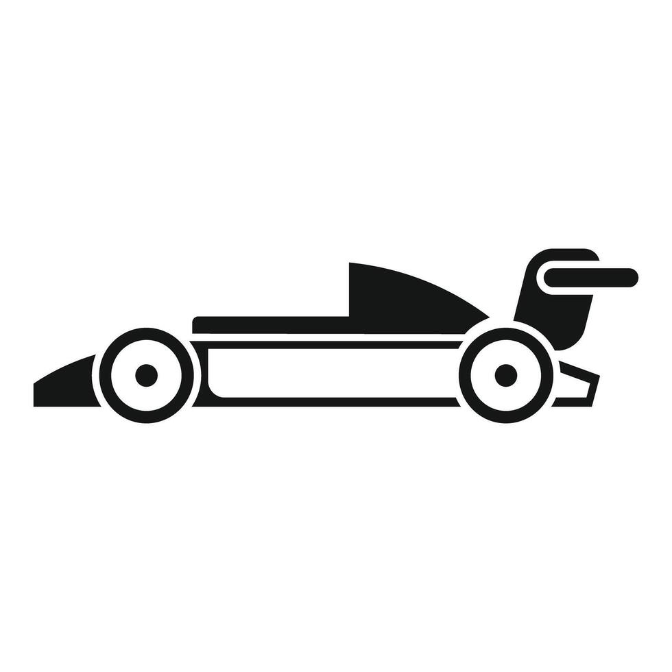 Black and white open wheel race car silhouette side view icon vector