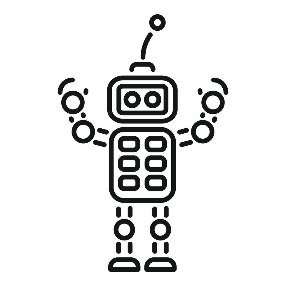 Robot waving with both hands icon, automation concept vector