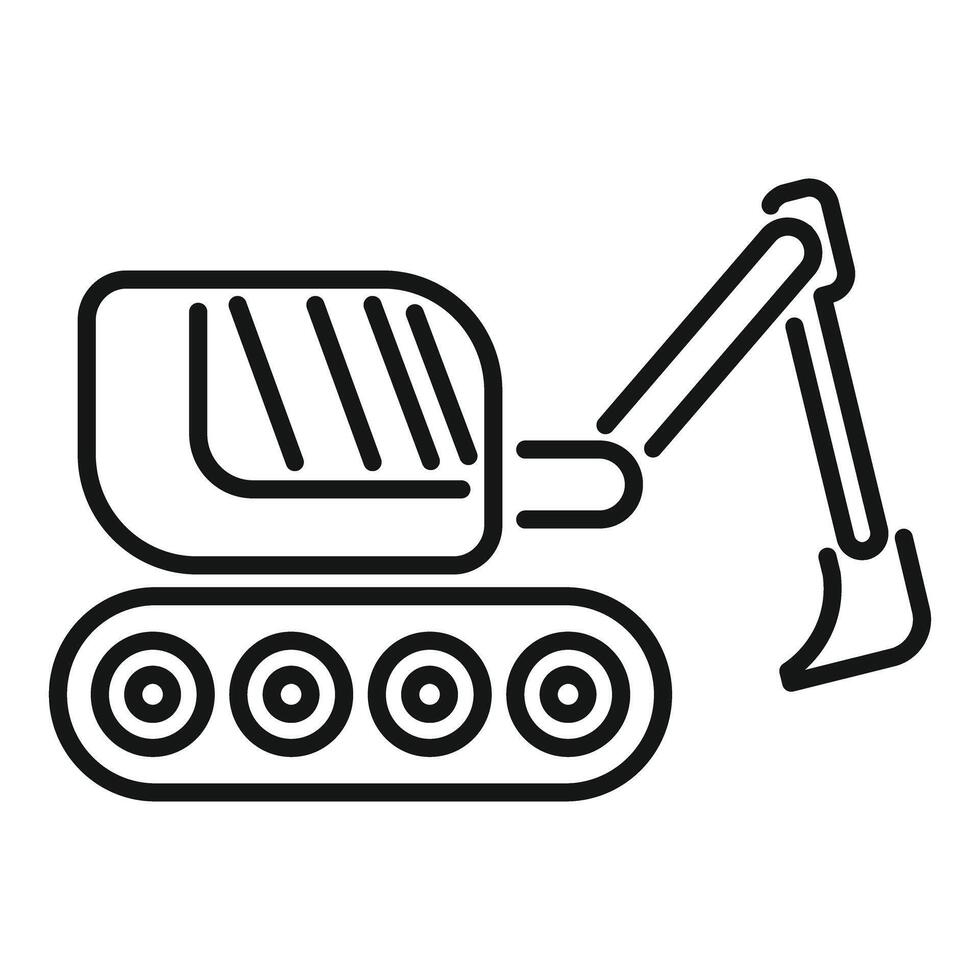 Small excavator digging with its bucket on tracks vector