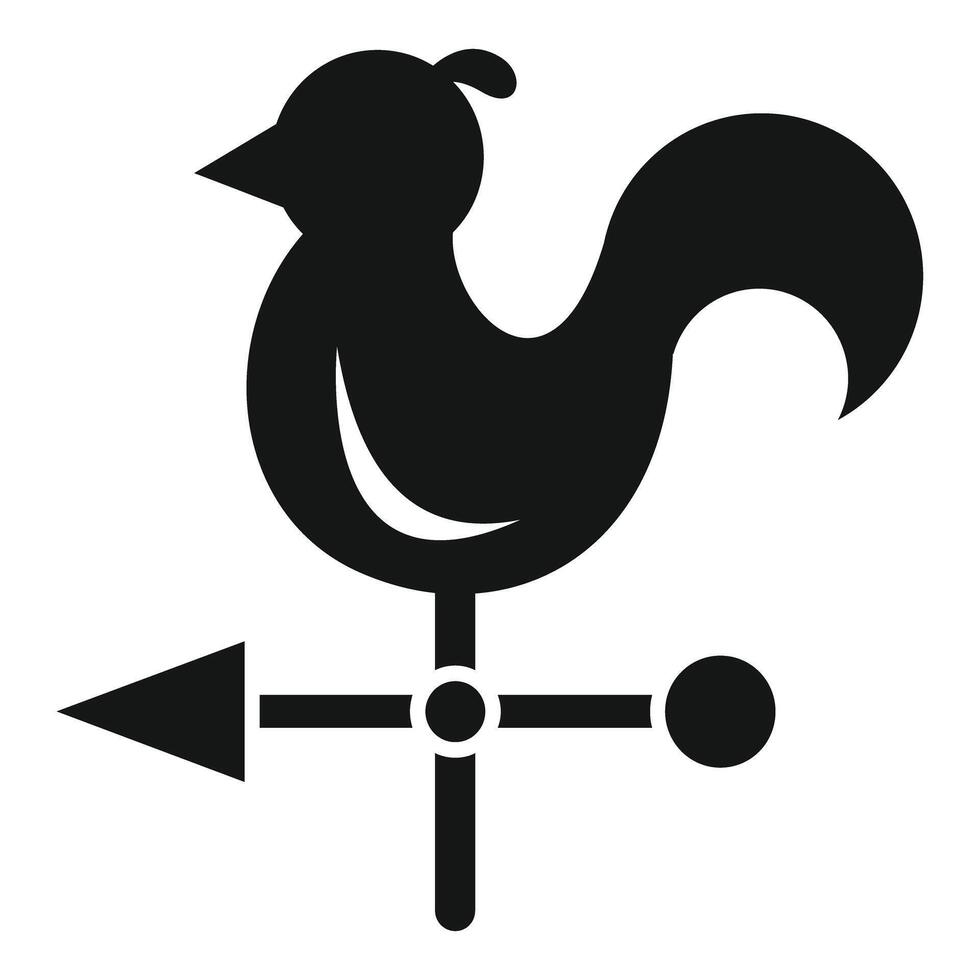 Black rooster weather vane showing wind direction icon vector