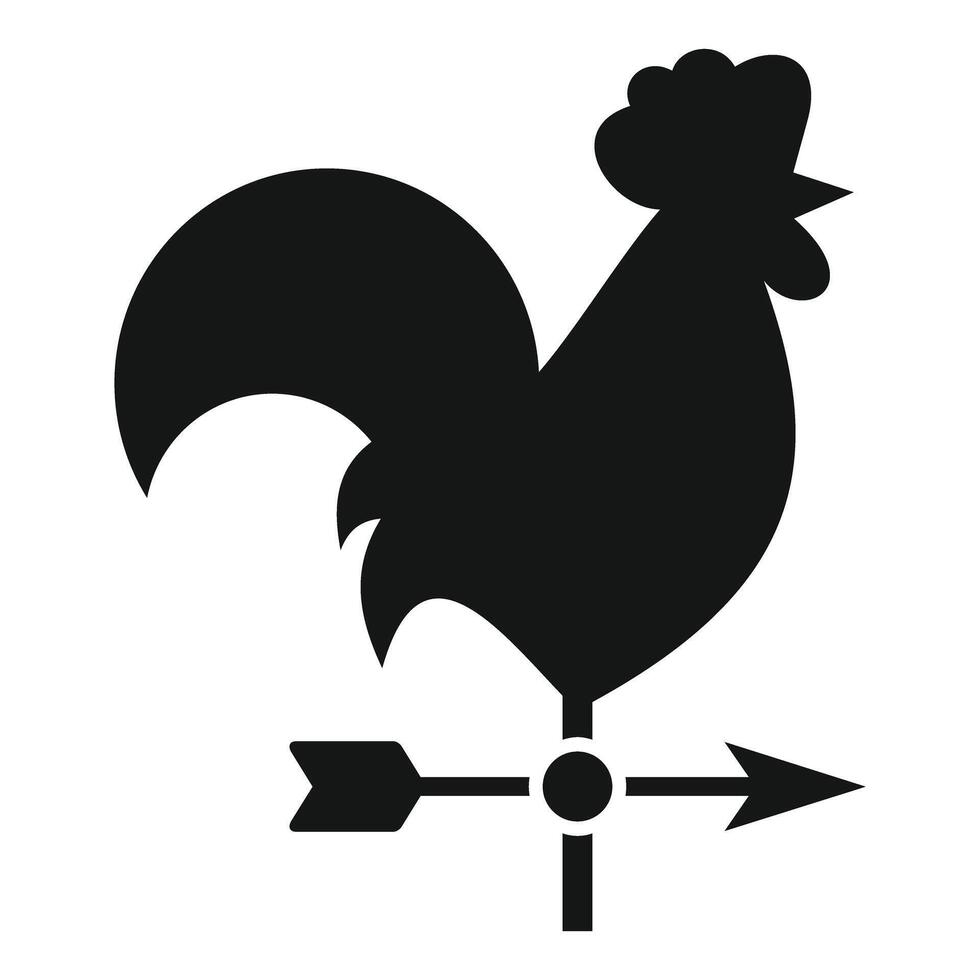 Black rooster weather vane showing wind direction vector