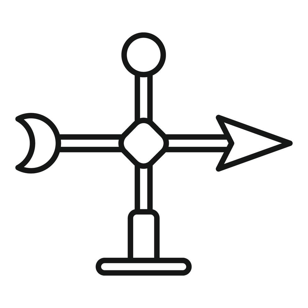 Simple line icon of a weather vane showing wind direction vector