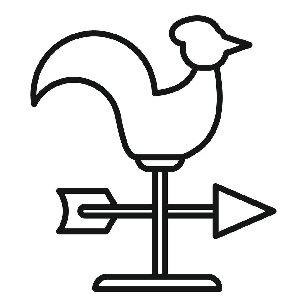 Metal weather vane showing wind direction with rooster icon vector