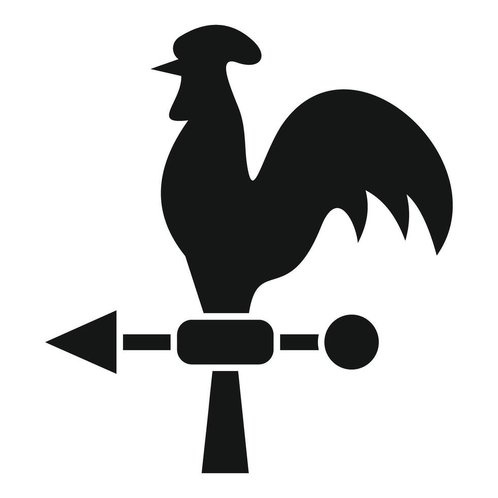 Weather vane with rooster showing wind direction vector