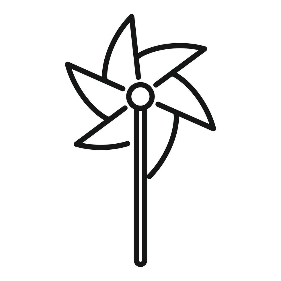 Pinwheel toy spinning on stick icon thin line vector illustration