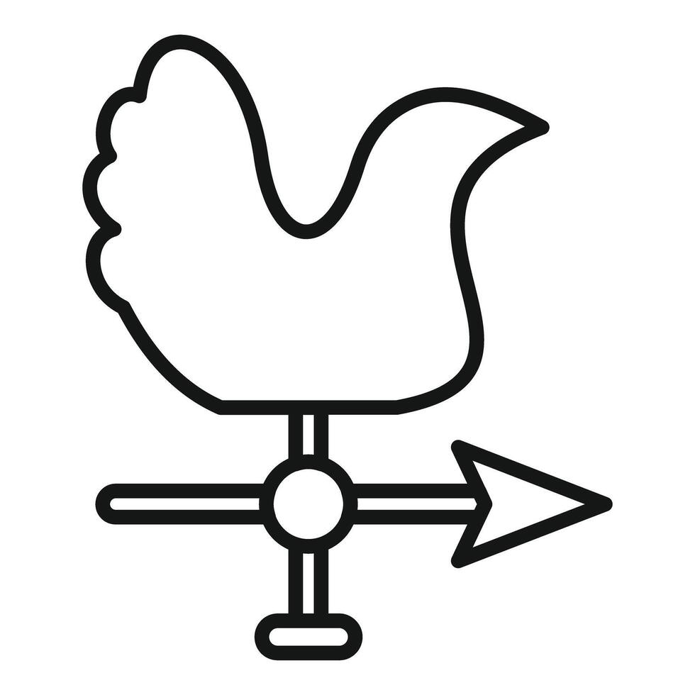 Line art icon of a wind direction indicator in the shape of a chicken vector
