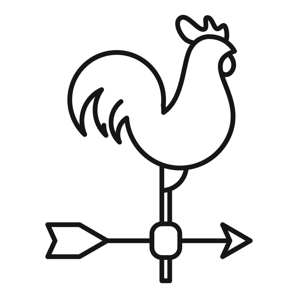 Weather vane with rooster showing wind direction vector