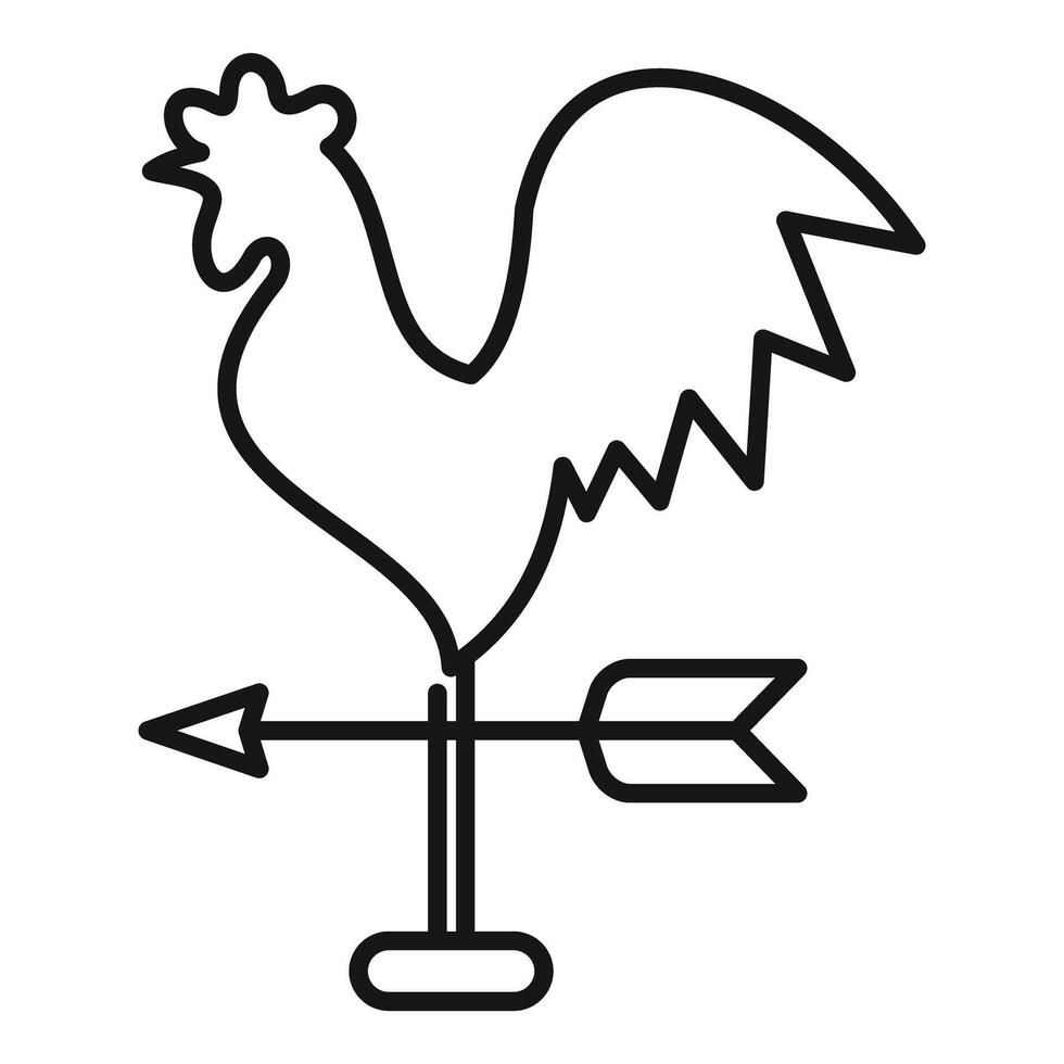 Weather vane showing wind direction with a rooster shape vector