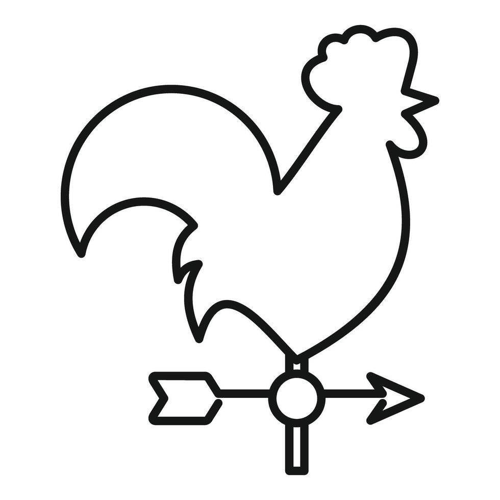 Weather vane showing a rooster indicating wind direction vector