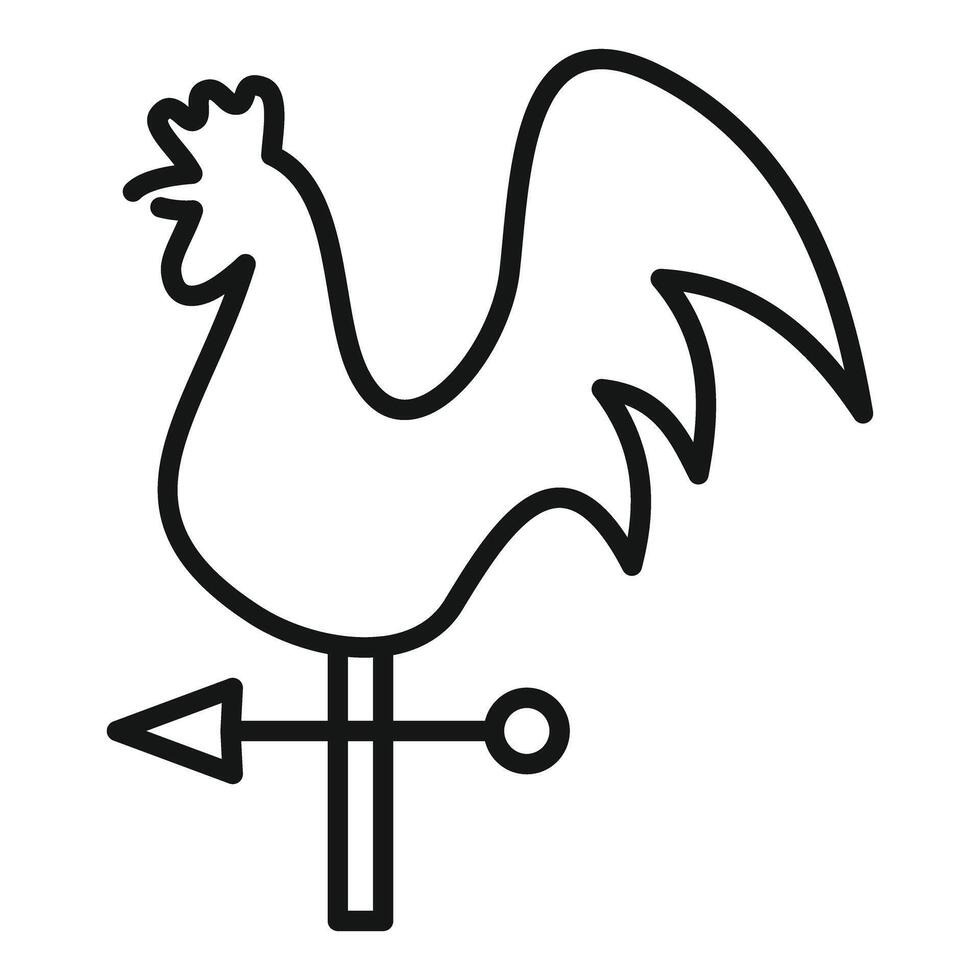Weather vane showing wind direction with rooster ornament vector