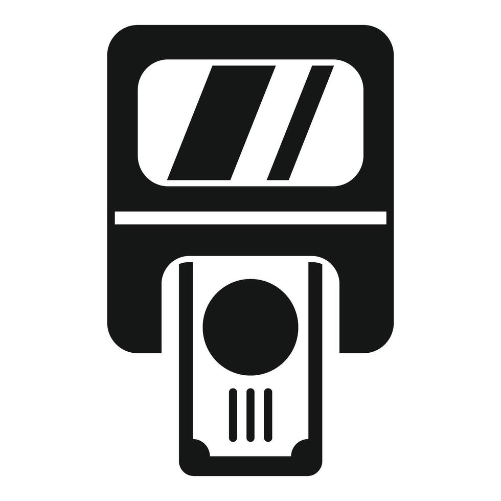 Atm cash machine accepting banknote icon vector