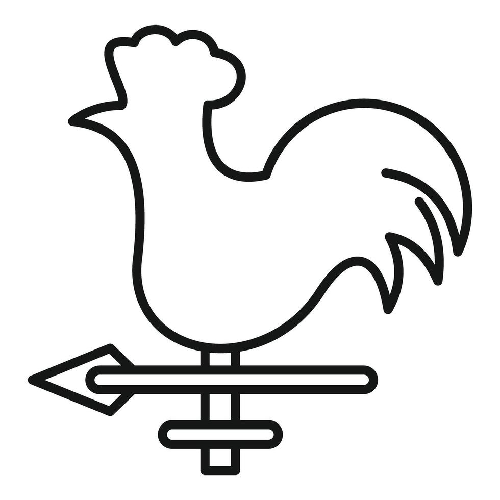 Weather vane showing rooster pointing wind direction vector