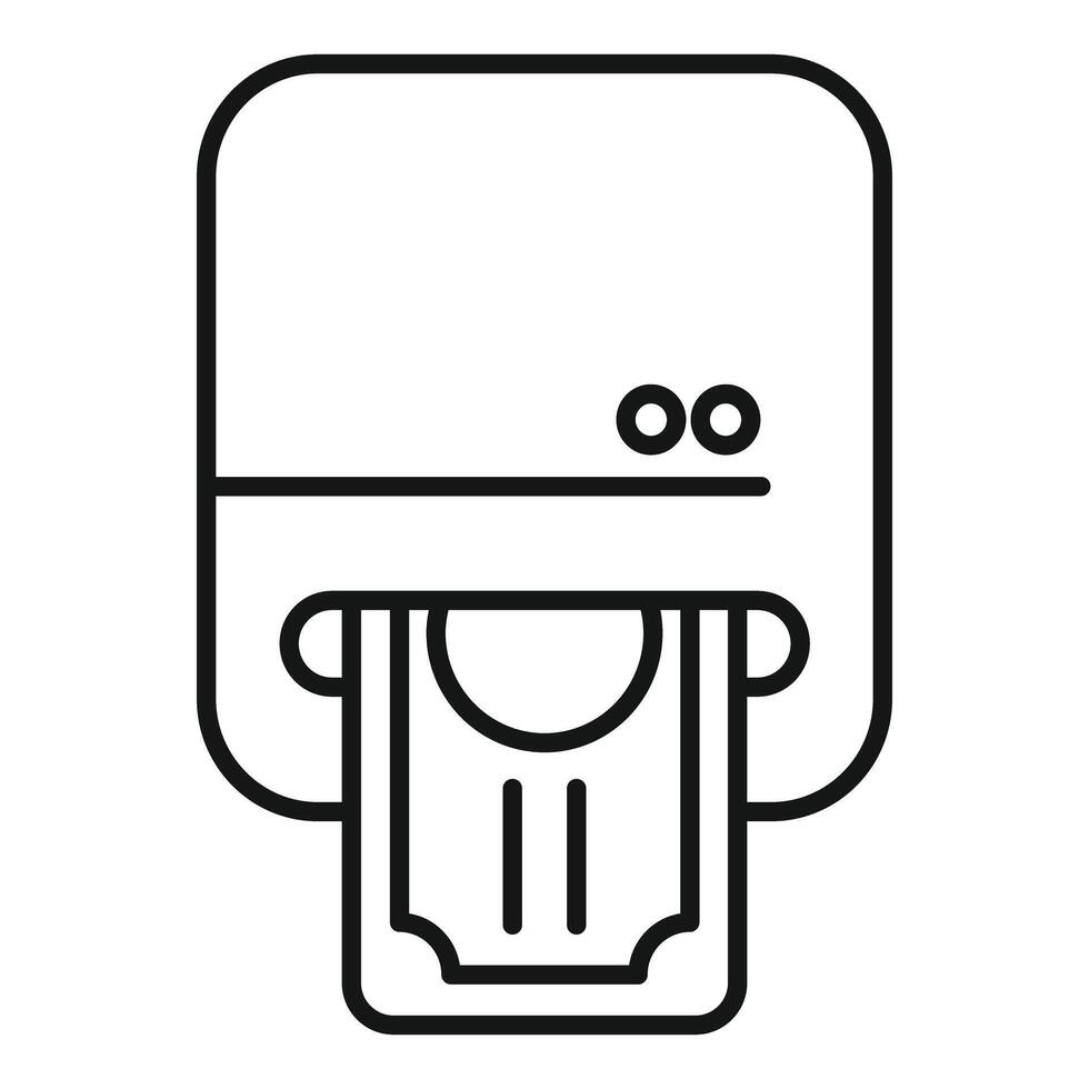 Line art icon of an atm dispensing cash vector