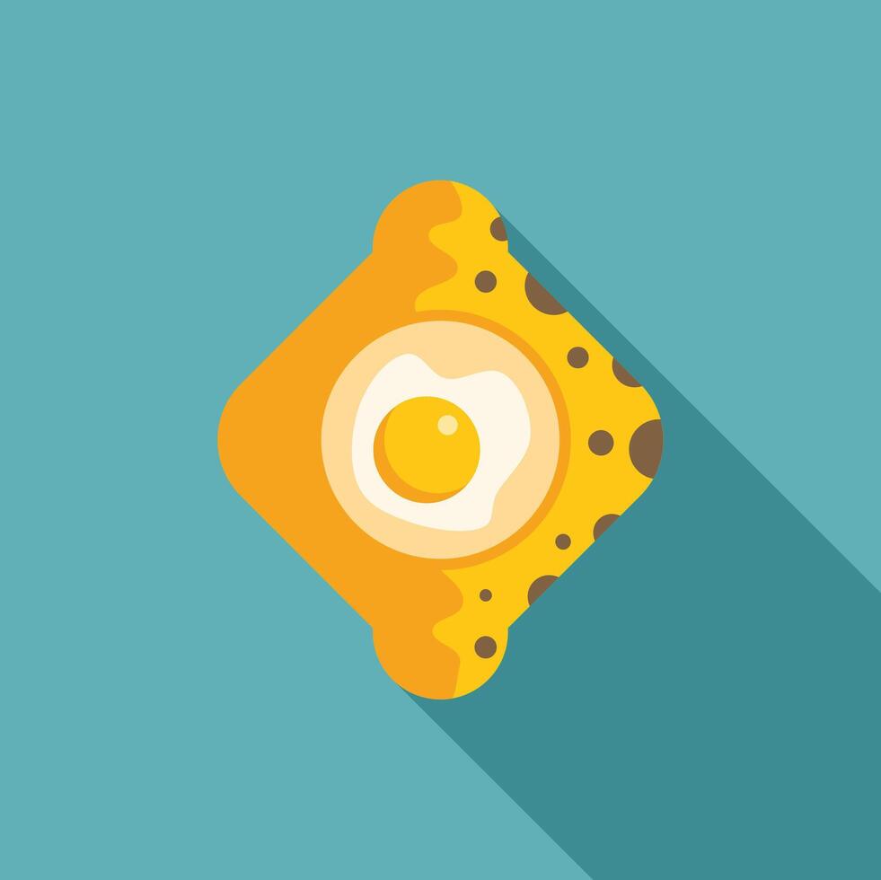 Toast with fried egg in the middle having breakfast in the morning vector