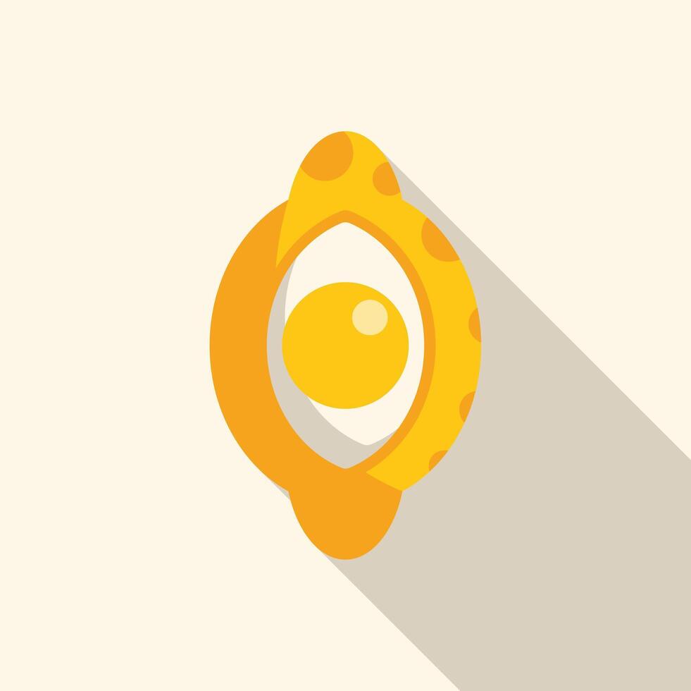 Fried egg sunny side up with long shadow on white background vector
