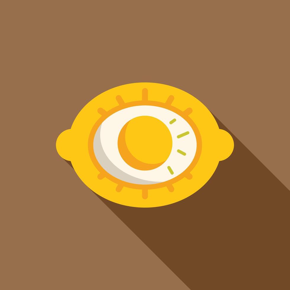 Lemon slice shining like a sun with long shadow vector