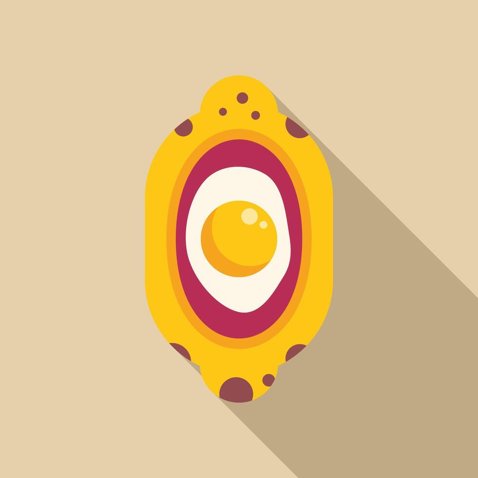 Fried egg dish with yolk and white on plate with long shadow vector