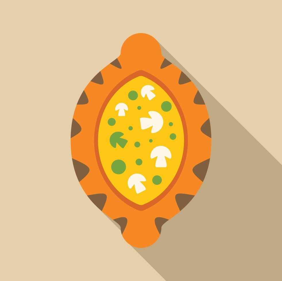 Pumpkin soup with mushrooms and herbs served in pumpkin bowl vector