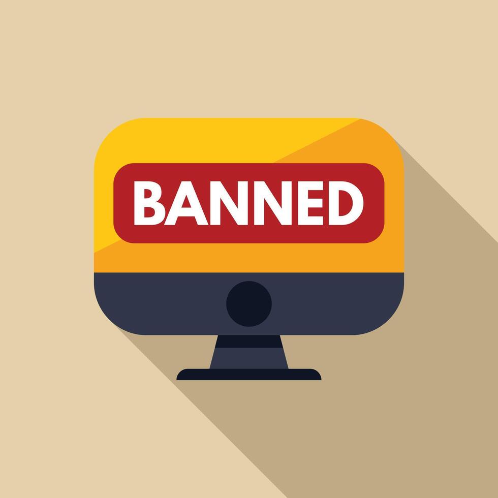 Desktop computer displaying banned message on screen vector