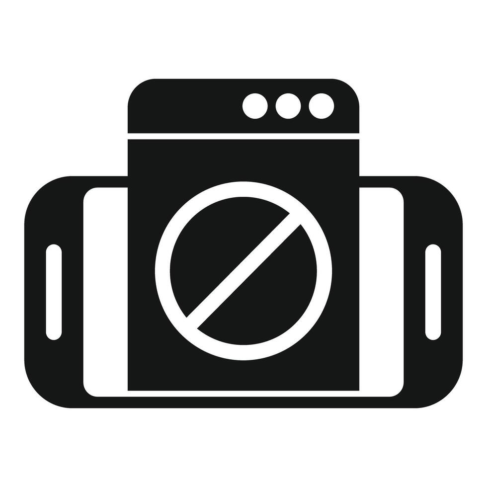 Smartphone showing blocked website icon in black and white vector