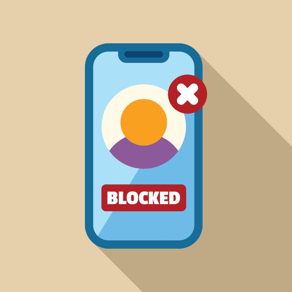 Smartphone is blocking a user with blocked sign on screen vector