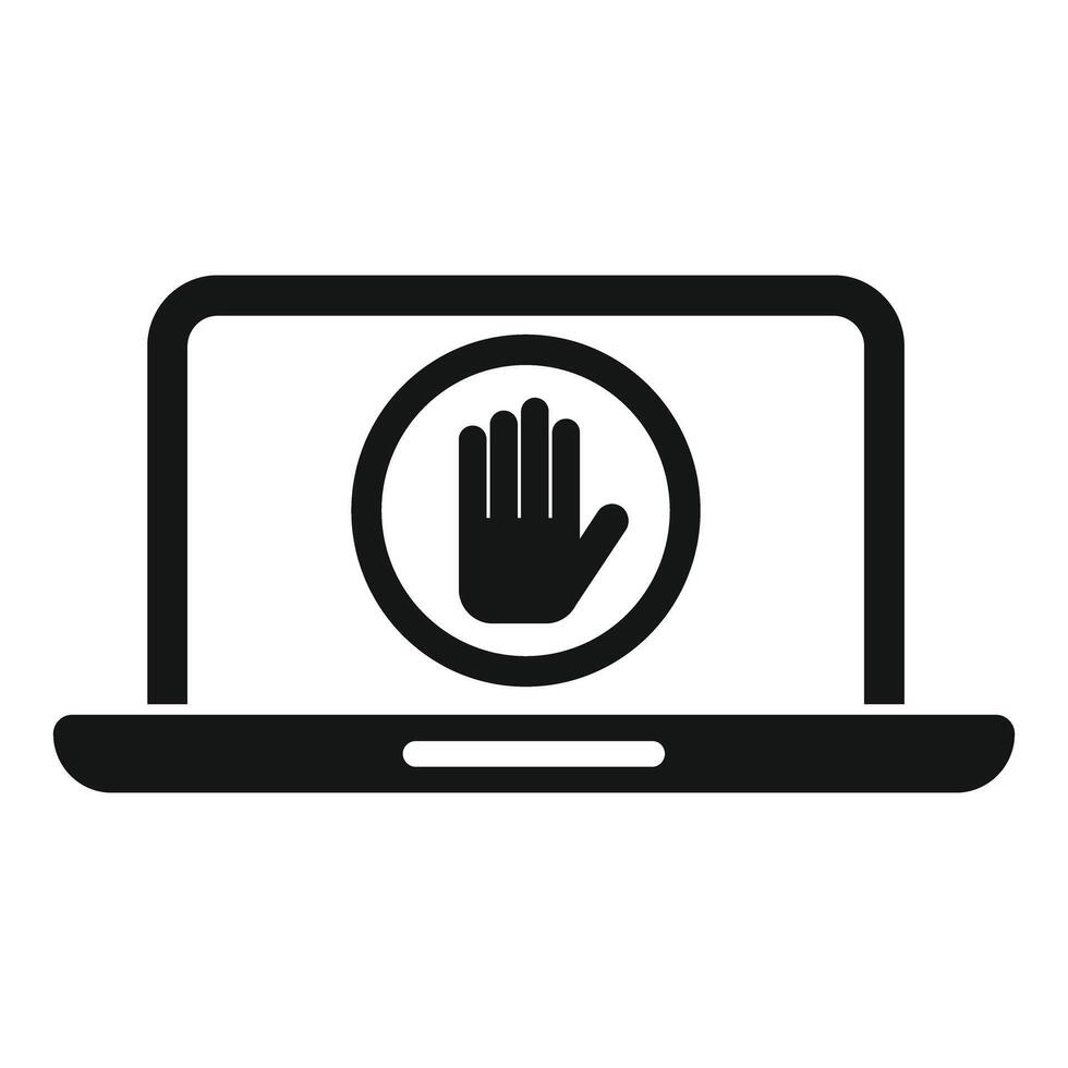 Laptop showing stop hand gesture for access denied vector