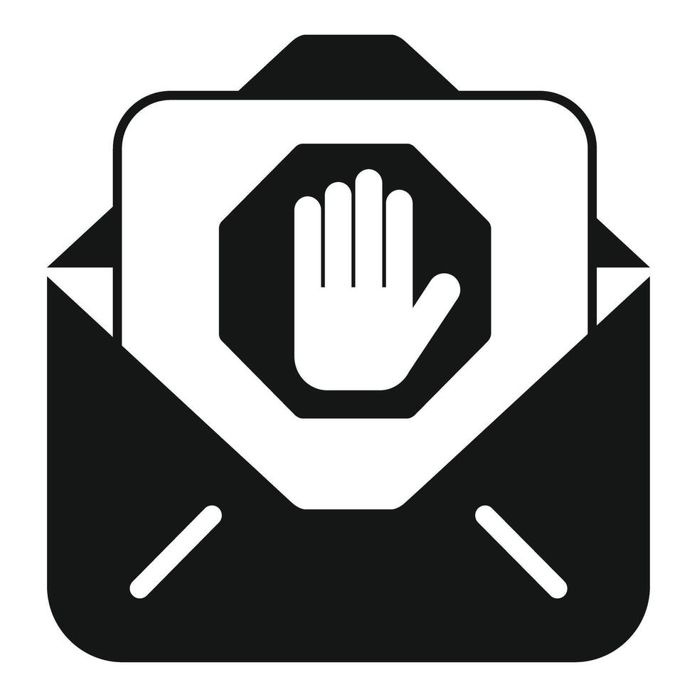 Stop spam email showing warning hand sign on letter vector