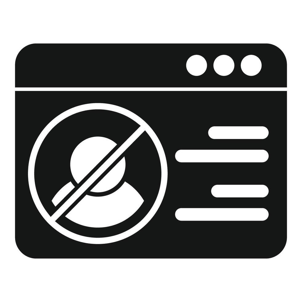 Web page showing user account being blocked vector