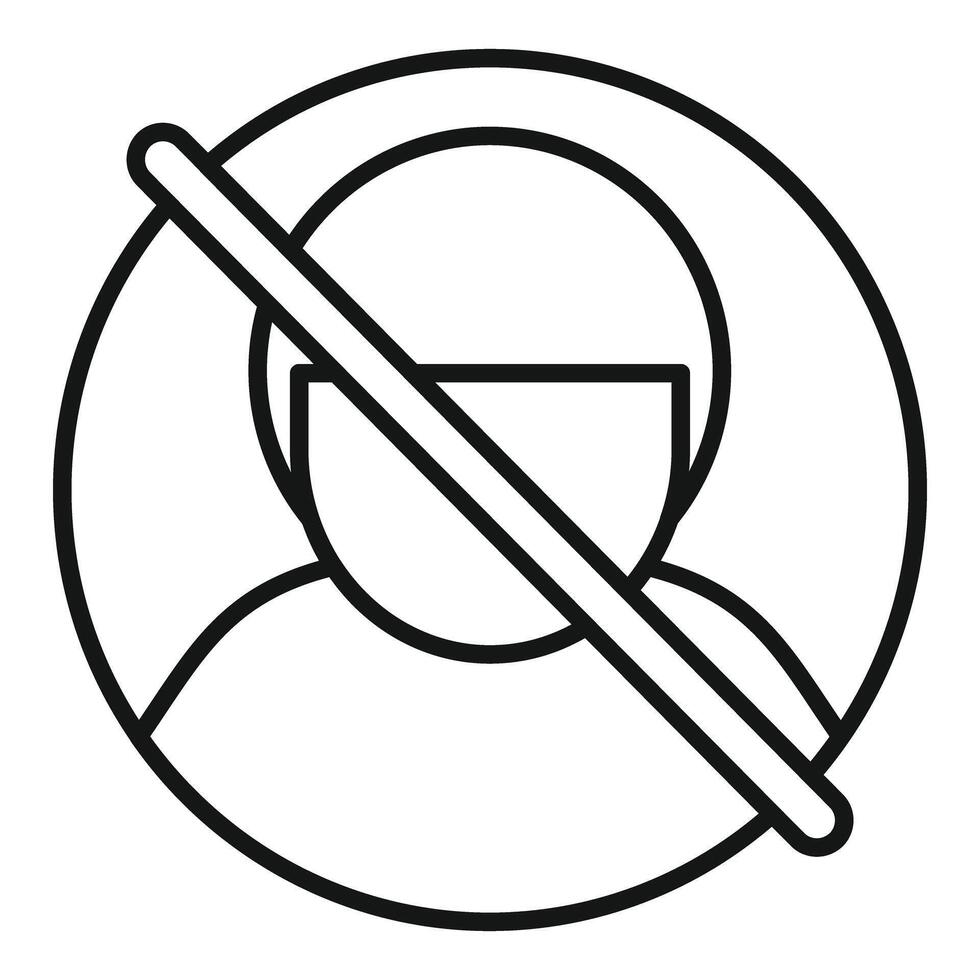 No entry sign over avatar wearing medical mask icon vector
