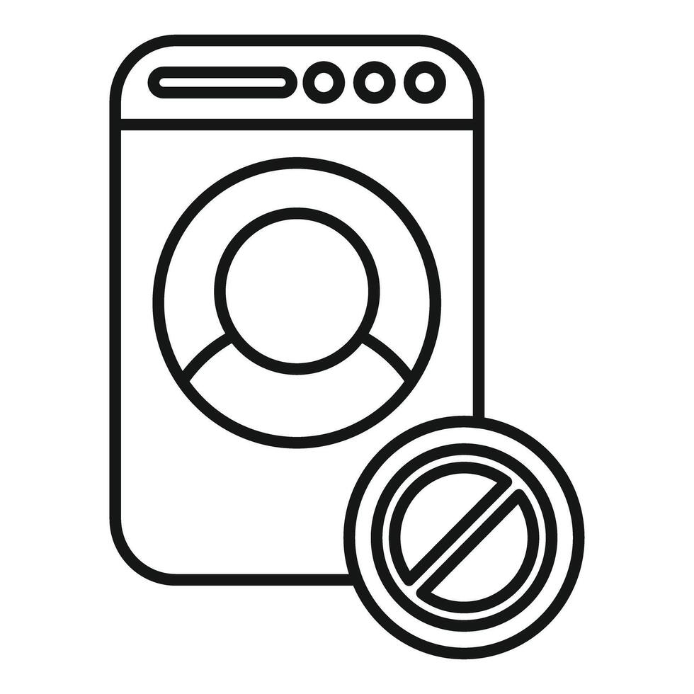 Washing machine with user account access denied symbol vector