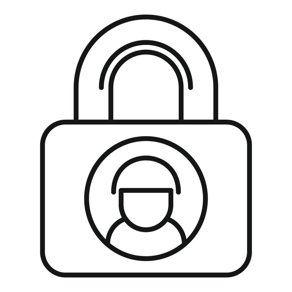 Padlock protecting a construction worker profile icon vector