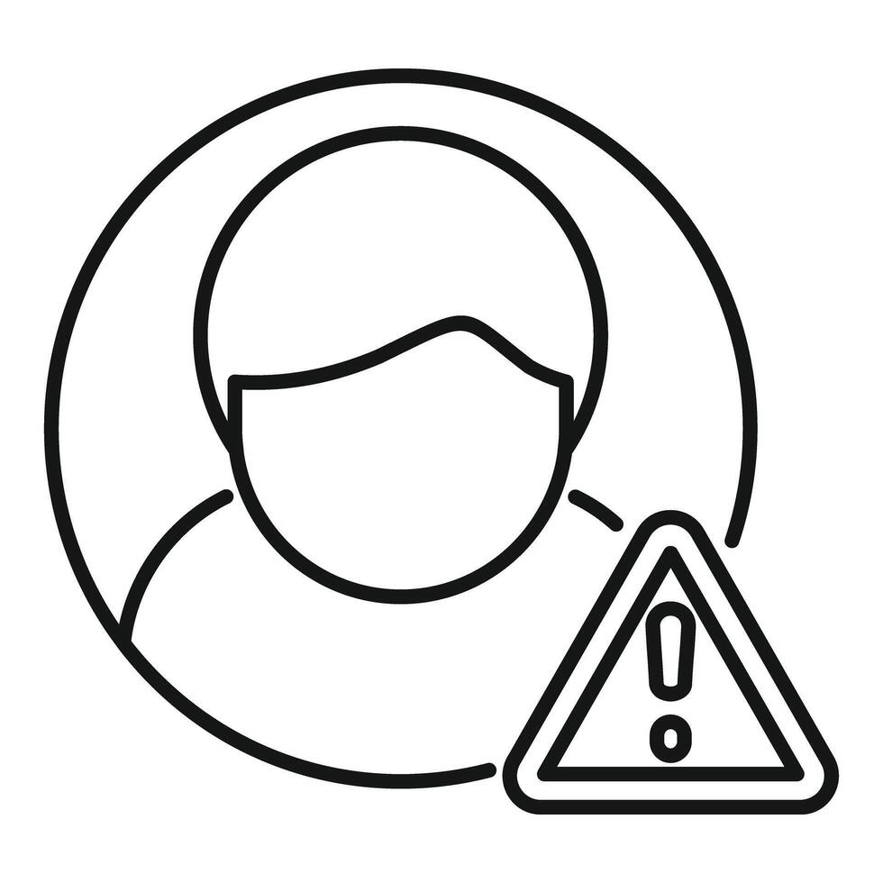 Person wearing protective mask icon showing warning sign vector