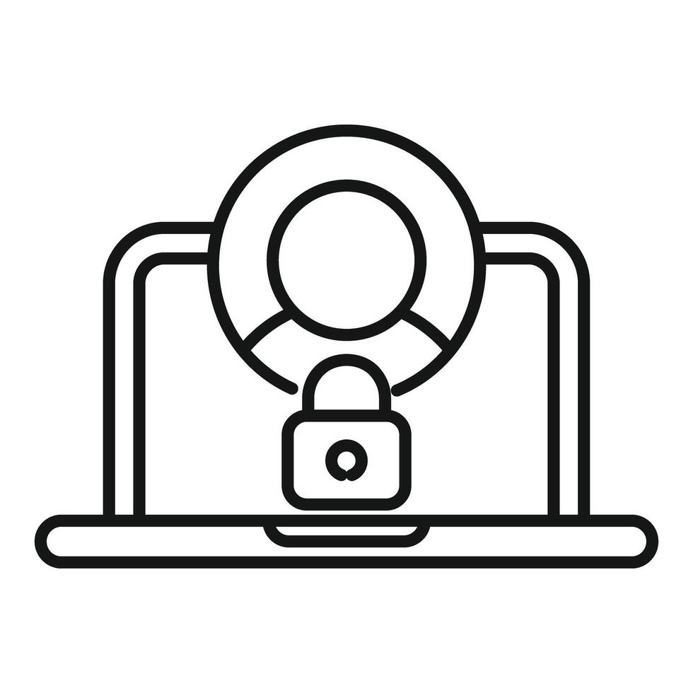 User account being protected by security padlock on laptop vector