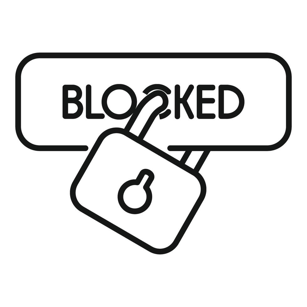 Simple padlock icon is locking access to a blocked button vector
