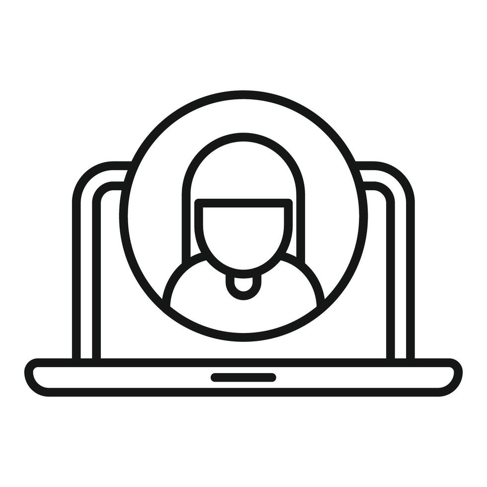 Online user account profile avatar showing on laptop screen vector