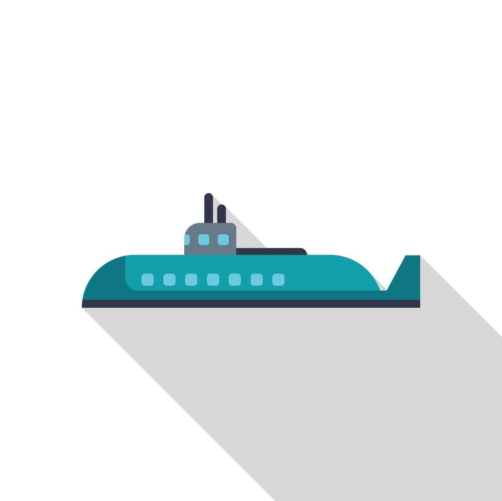 Military submarine floating in deep ocean water with long shadow vector