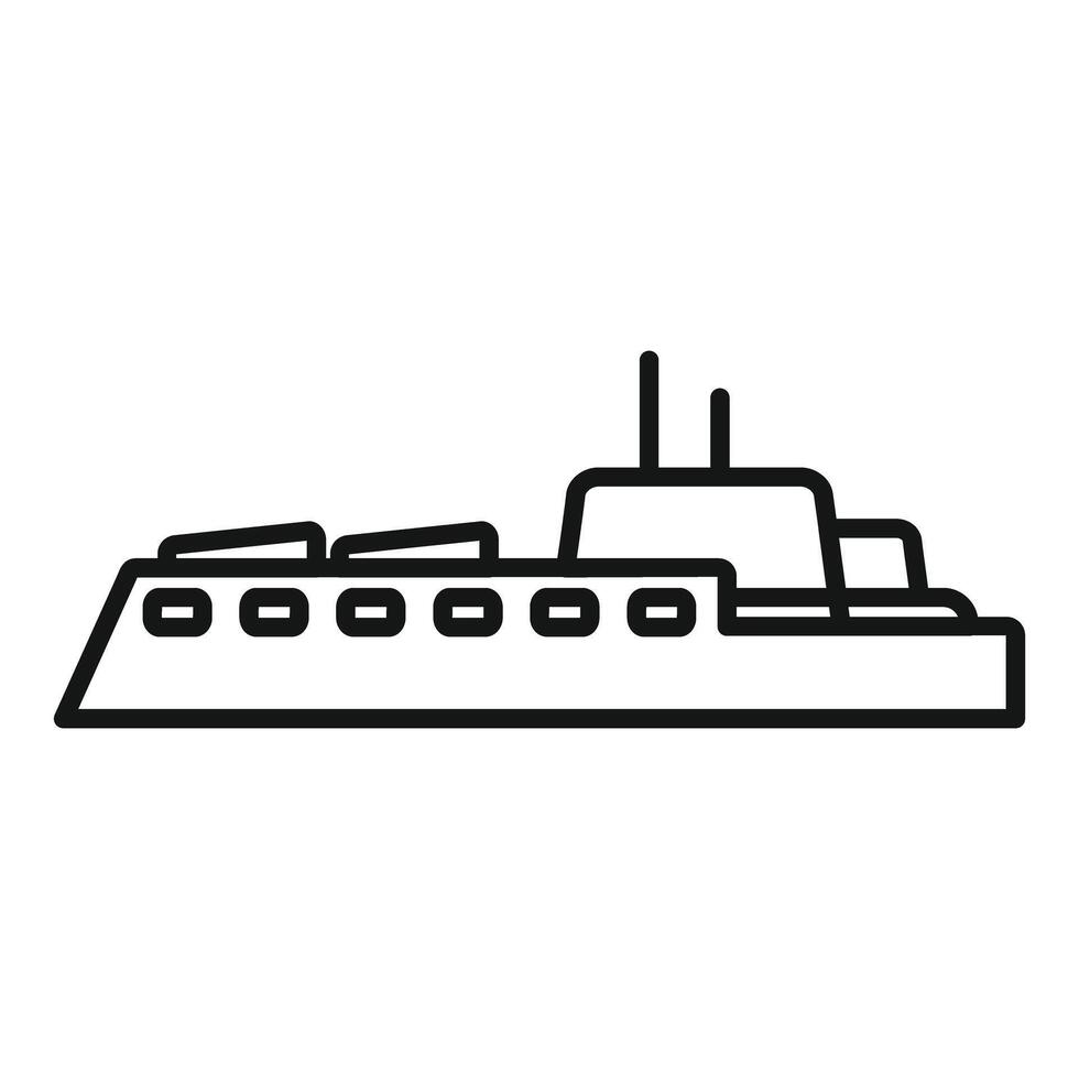 Military warship floating on water surface icon outline vector
