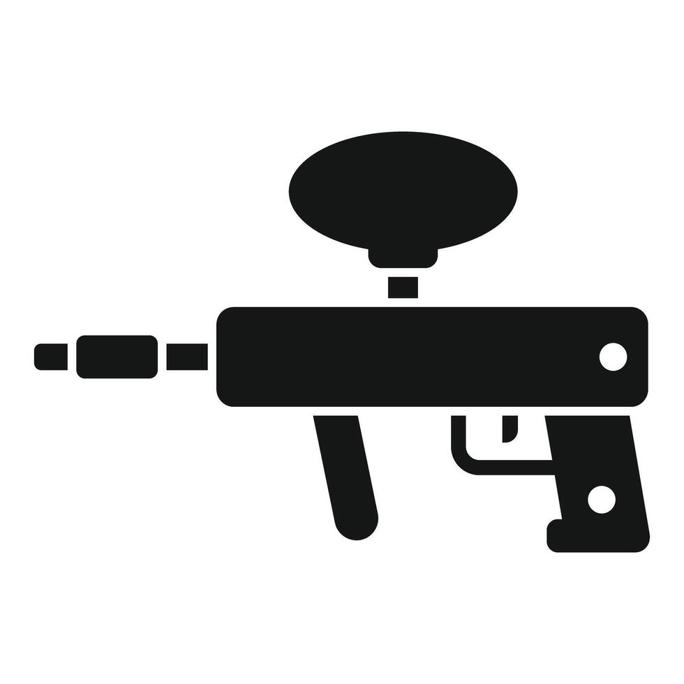 Paintball gun pointing right with big round loader silhouette vector