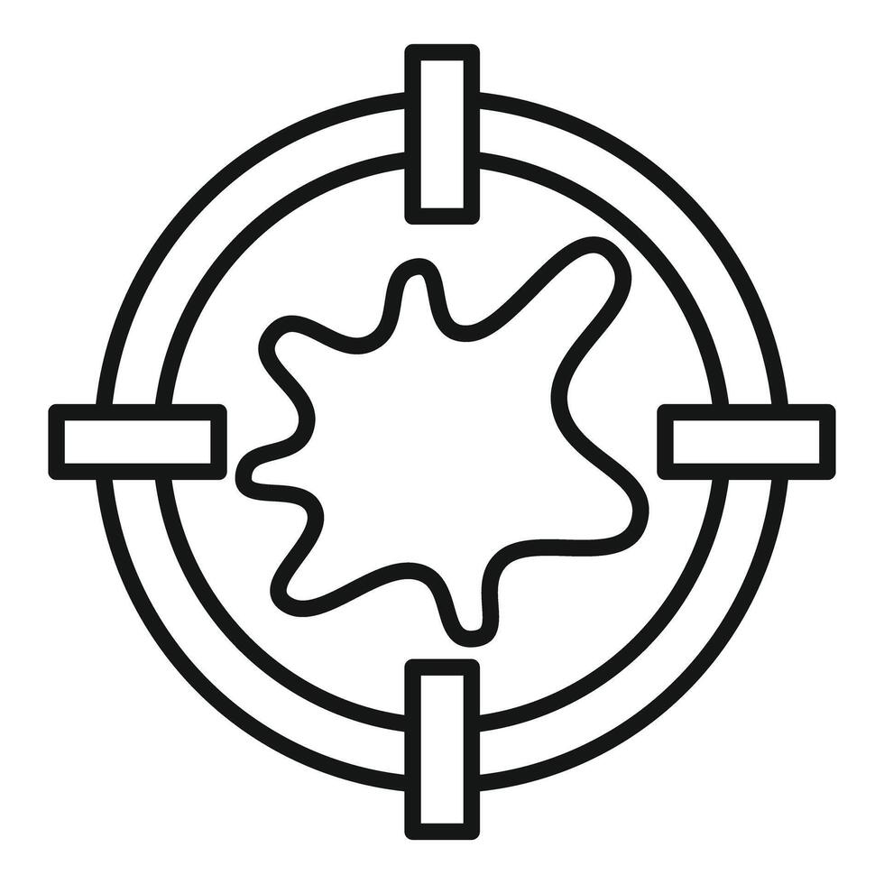 Sniper scope focusing on a blood splatter icon vector
