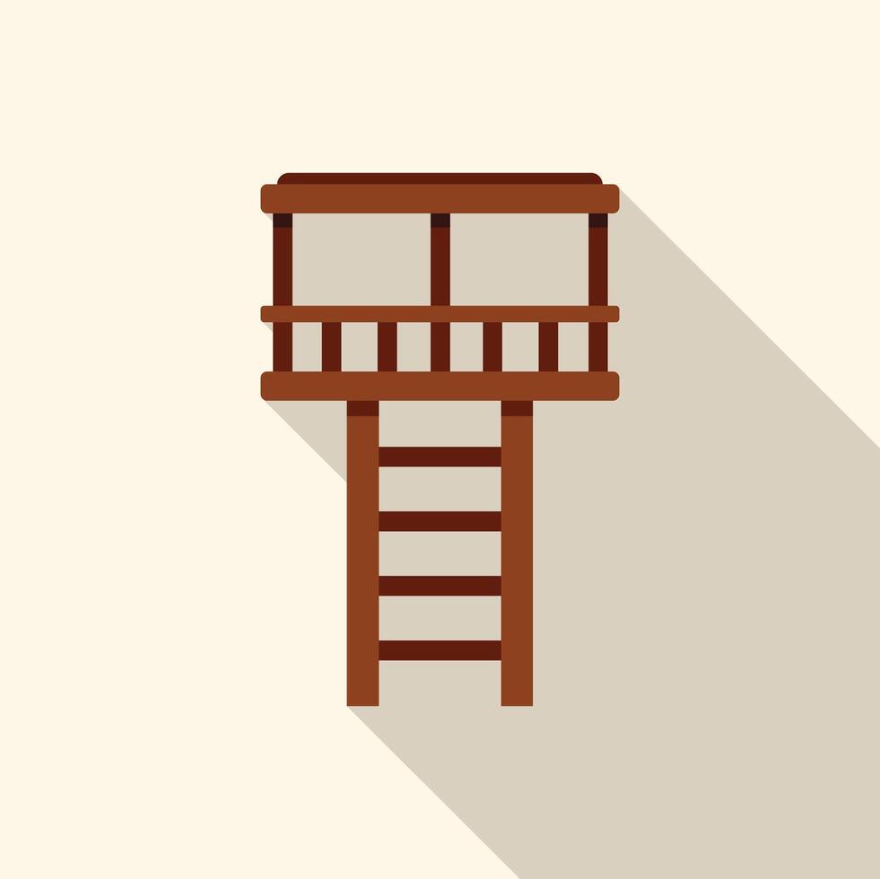 Wooden observation tower standing tall with long shadow vector